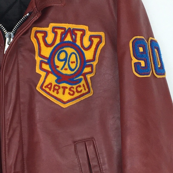 Vintage QUEEN’S UNIVERSITY 1990 Leather Jacket - Picture 3 of 16